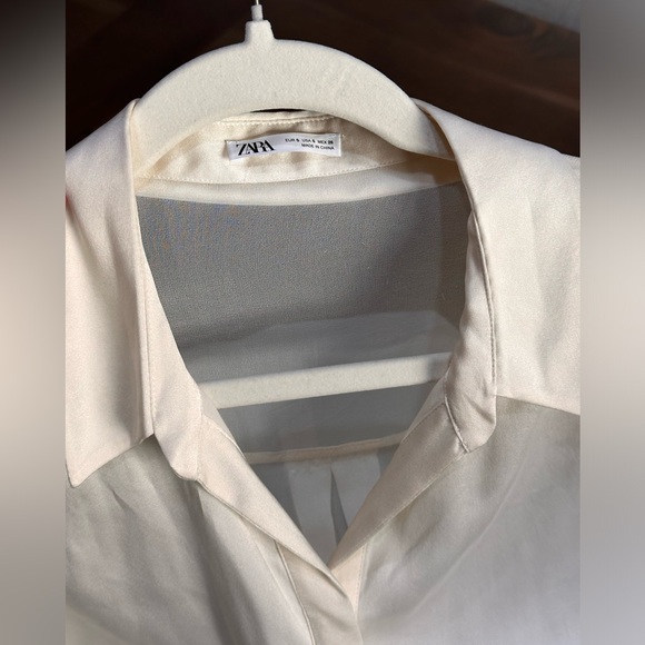Zara Button Down Silk Top Small New - Picture 8 of 12